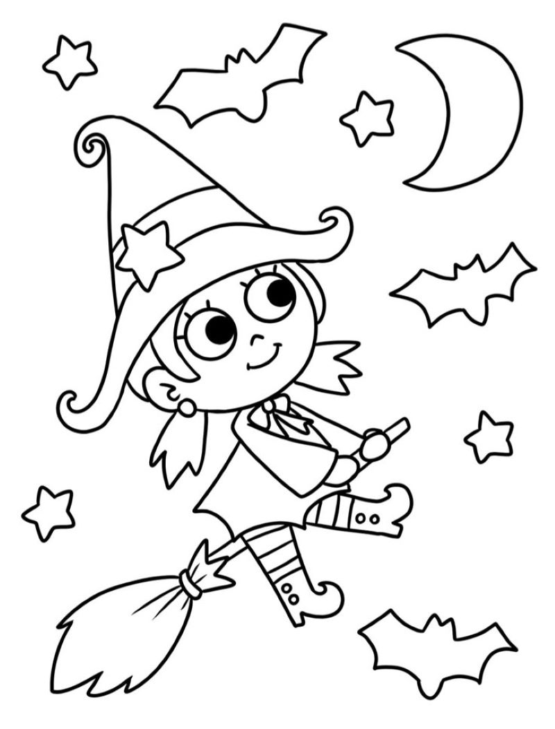 tranh tô màu halloween cute