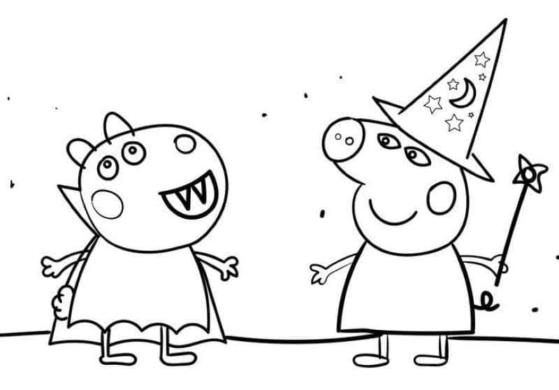 tranh tô màu heo peppa cute