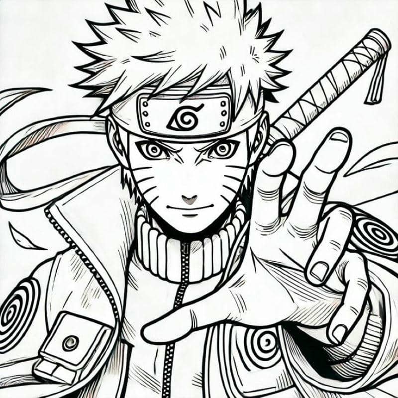 tranh tô màu naruto cửu vĩ