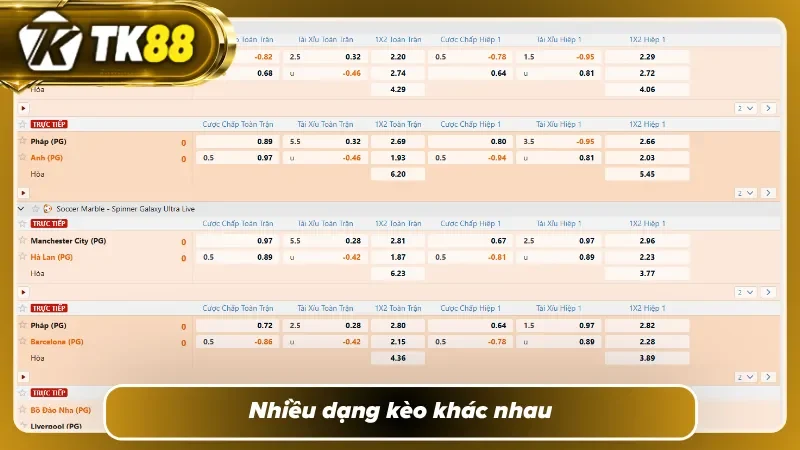 Khám phá hệ thống kèo cược tại thể thao TK88